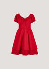 Eyelet Embroidery Tiered Mini Dress, Red, large