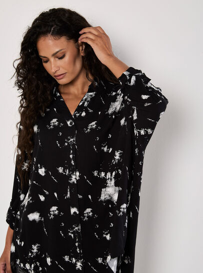 Paint Print Oversized Tunic Top