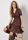 Ditsy Floral Smocked Mini Dress, Orange, large