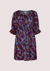 Ditsy Milkmaid Mini Dress, Blue, large