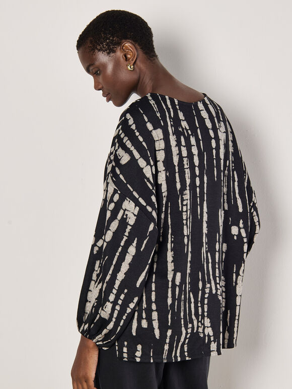 Tie Dye Stripe Top, Black, large