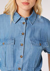 Mid-Wash Denim Utility Jumpsuit, Blue, large