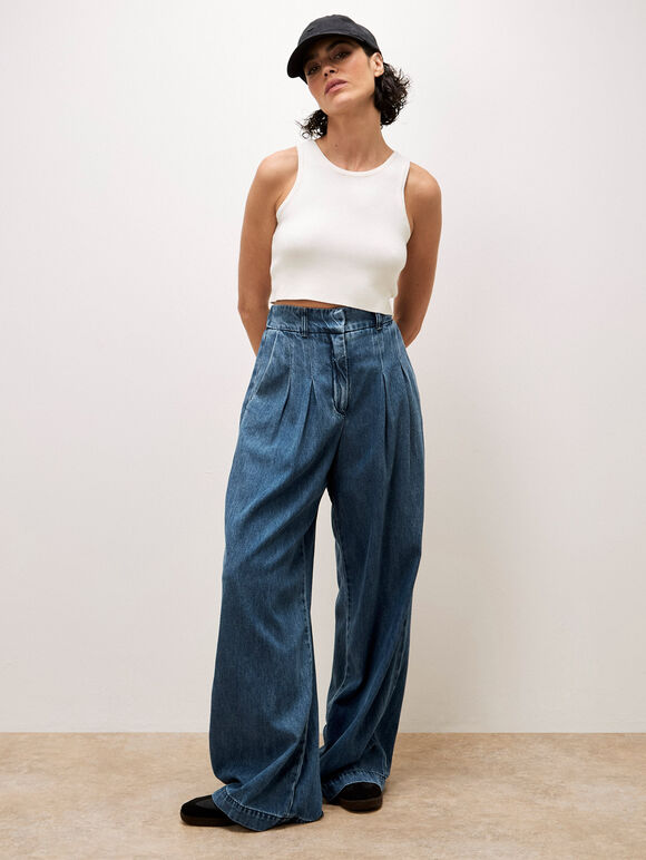 Gabi Wide Leg Jeans, Blue, large