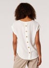 Button Back T-Shirt, White, large