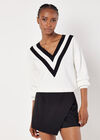 V-Neck Cricket Jumper, White, large
