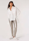 Metallic Leather-Look Leggings, Silver, large