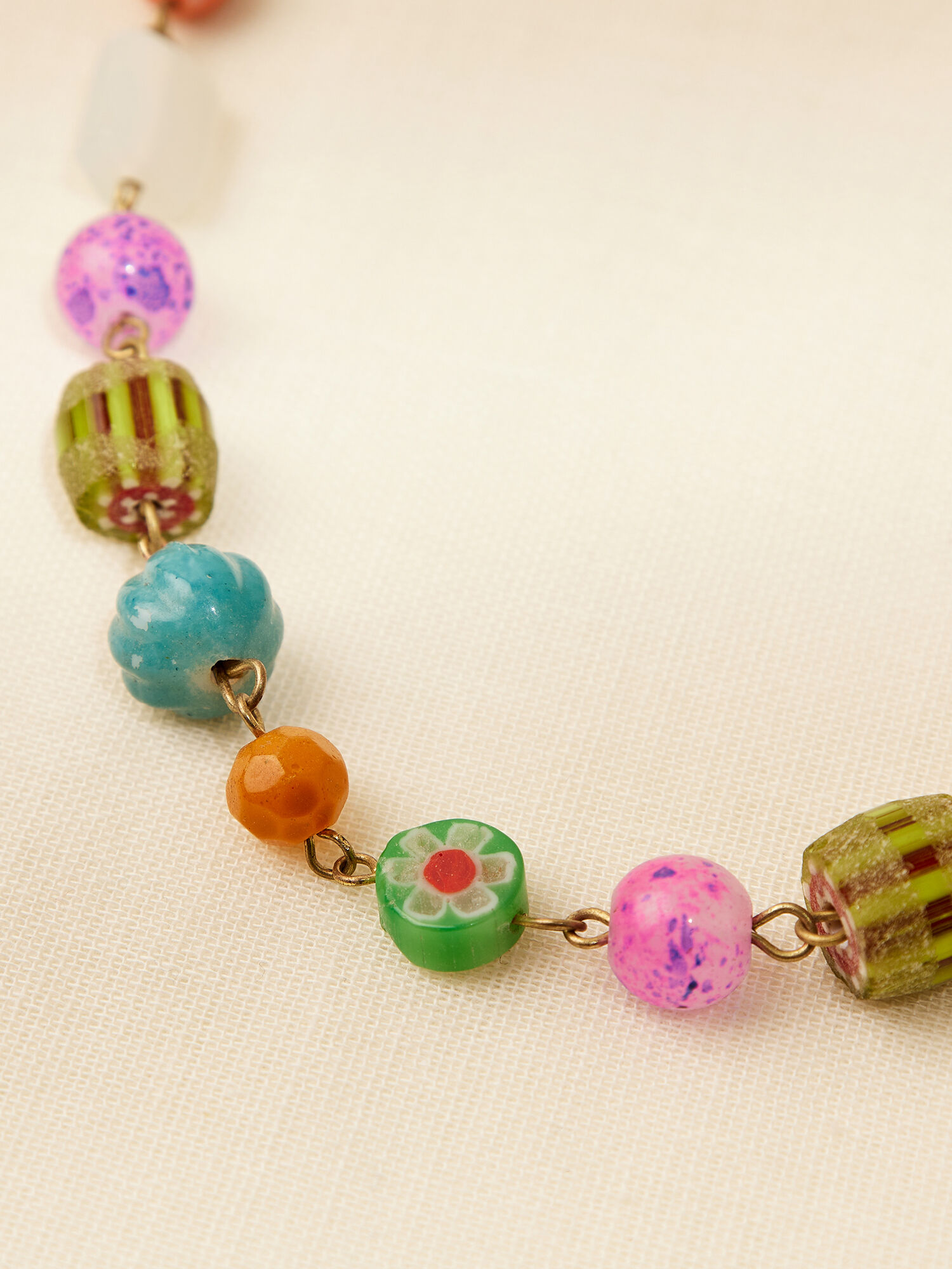 Multi Colour Stone Bead Necklace Apricot Clothing
