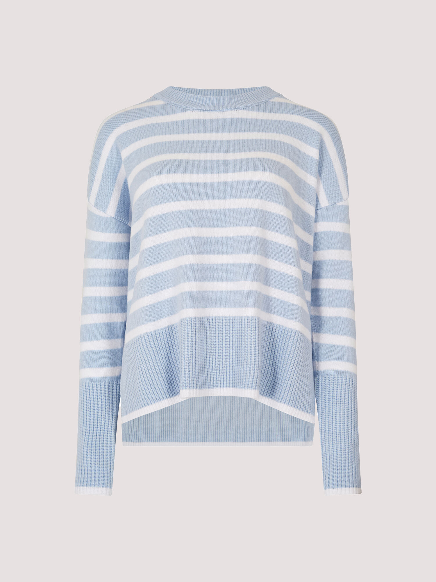 Split Hem Stripe Knitted Jumper Apricot Clothing