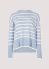 Split Hem Stripe Knitted Jumper, Blue, large