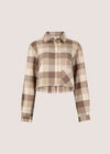 Check Print Cropped Shirt, Grey, large