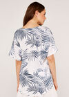 Leaf Print Oversized Tee, Cream, large