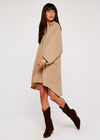 Oversized Open Neck Shirt, Stone, large