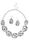 Hammered Necklace & Earring Set, Light Grey / Silver, large