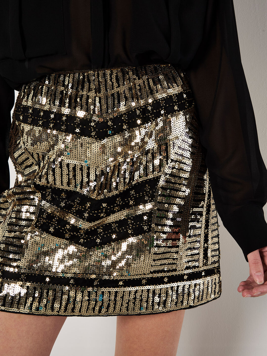 Image of Sequin A-Line Mini Skirt
