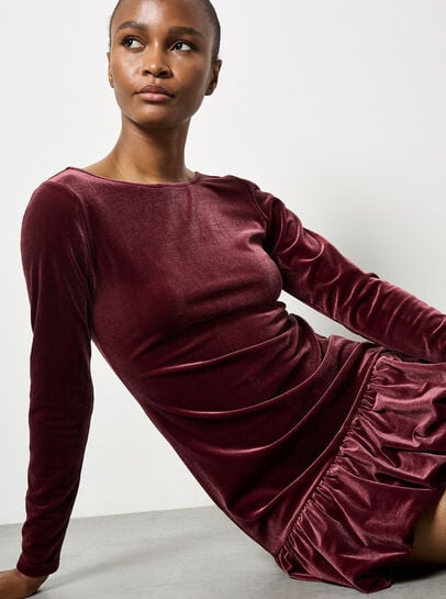 Velvet Bodycon Bubble Hem Mini Dress