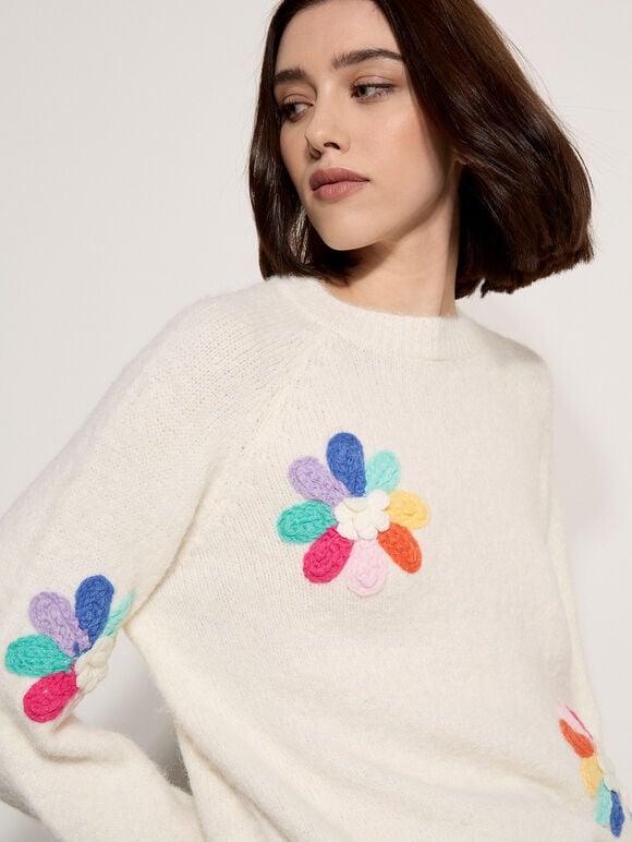 Petal Flower Jumper, Cream, large