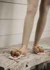 Pom Pom Cosy Sole Slippers, Stone, large