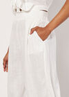 Linen Blend Cropped Palazzo Trousers, White, large