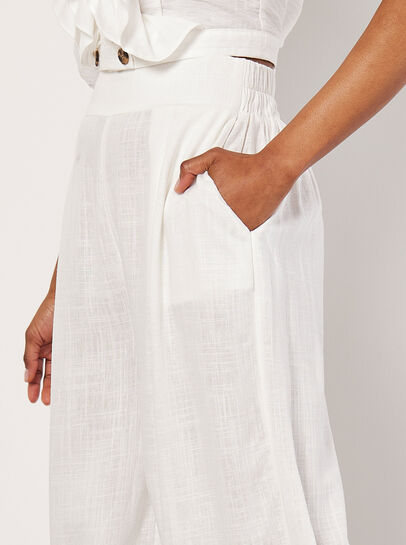 Linen Blend Cropped Palazzo Trousers