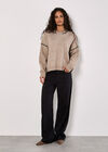 Oversized Stitch Detail Chunky Knit Jumper, Stone, large