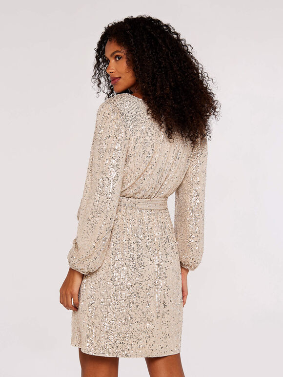 Sequin Mini Dress, Light Grey / Silver, large