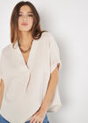 Textured Cotton Pleat Front Top, Stone, large