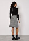 Ribbed Knit Check Skirt Mini Dress, Black, large