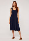 Slub Linen Nape Dress, Navy, large