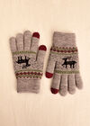 Reindeer Touch Screen Gloves, Grey, large