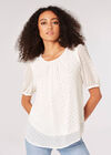 Foil Spot Pintuck Blouse, White, large