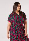 Curve Brushstroke Camo Shirt Midi Dress, Black, large