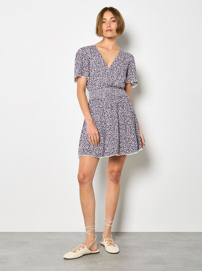 Ditsy Floral Gold Foil Mini Dress
