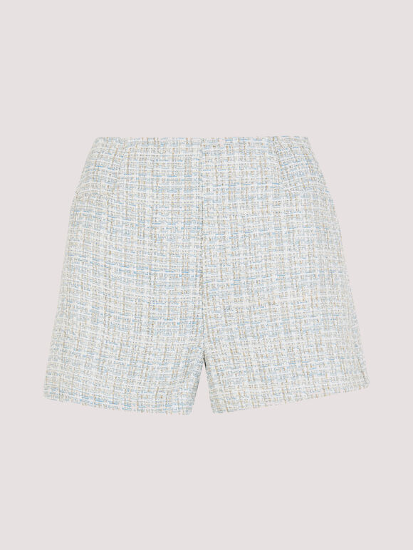 Tweed Tailored Shorts, Blue, large