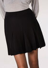 Knitted Pleated Mini Skirt, Black, large