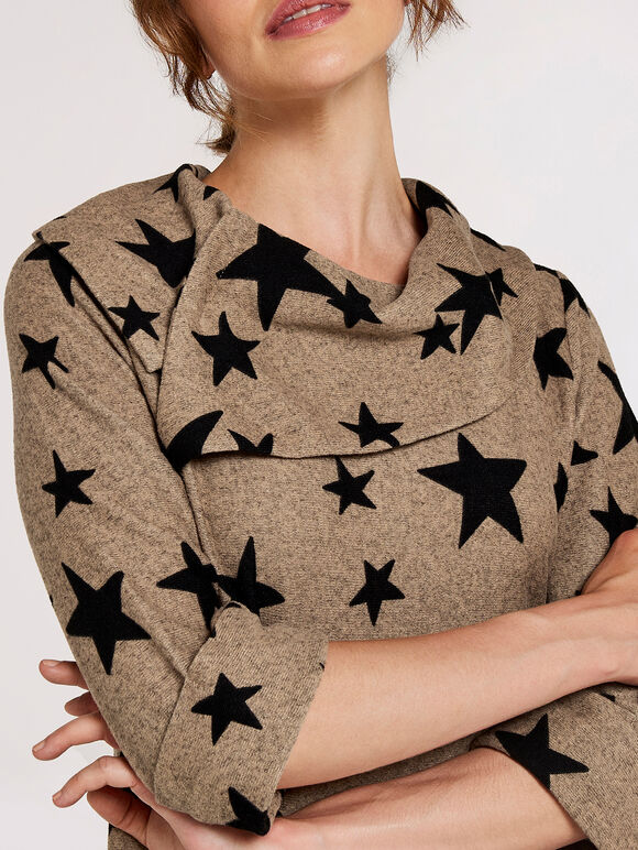 Gradient Stars Border Dress, Stone, large