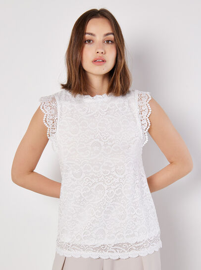 Lace Scallop Hem Blouse