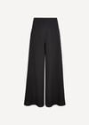 Textured Cotton Wide-Leg Trousers, Black, large
