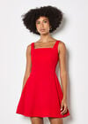 Crepe Fit And Flare Mini Dress, Red, large