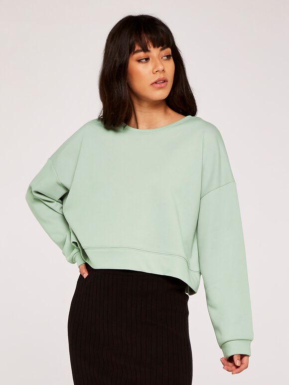 Cropped Sweatshirt, Green, large