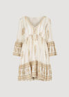 Paisley Shimmer Mini Dress, Cream, large