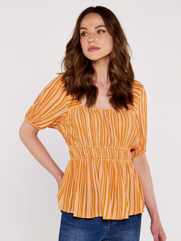 Tribal  Stripe Tunic Top, Mustard, large