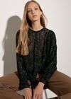 Snakeskin Chiffon Blouse, Green, large