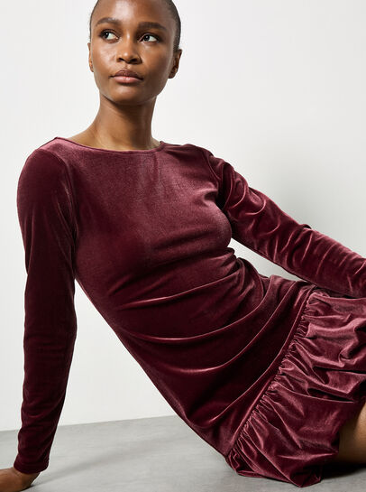 Velvet Bodycon Bubble Hem Mini Dress