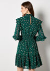 Ditsy Floral Chiffon Tiered Mini Dress, Green, large