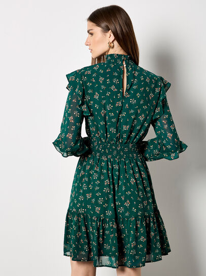 Ditsy Floral Chiffon Tiered Mini Dress