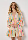 Colourful Pattern Woven Mini Dress, Assorted, large