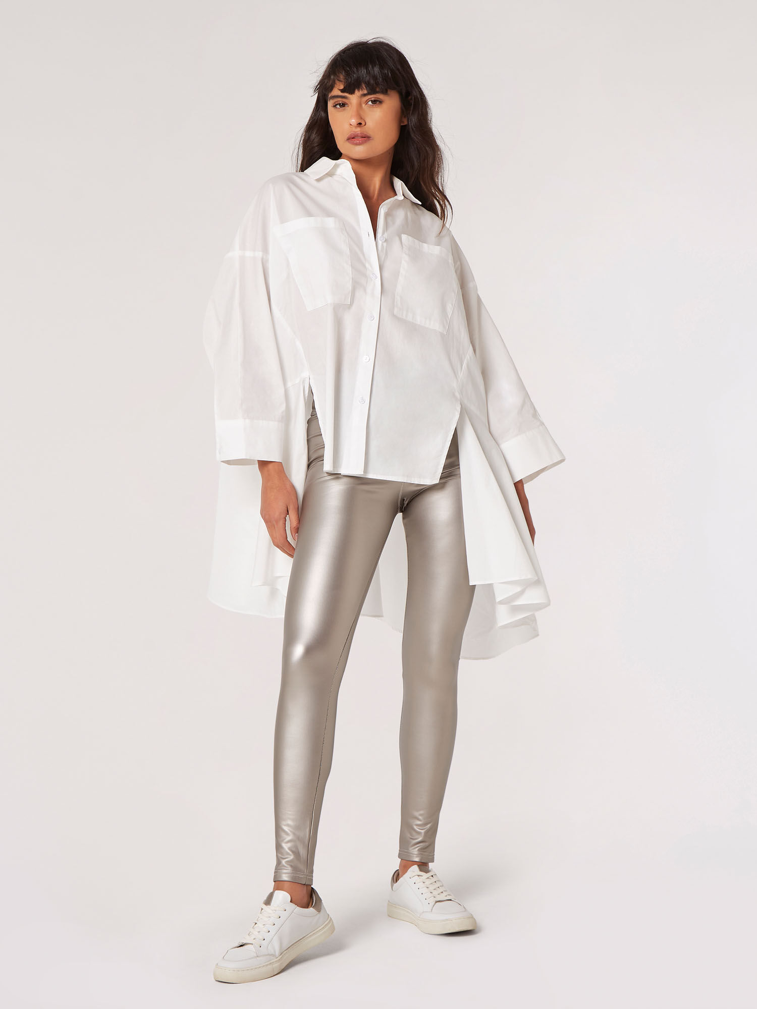 Silver leather leggings store