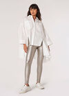 Metallic Leather-Look Leggings, Silver, large