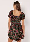 Floral Paisley Layered Mini Dress, Black, large