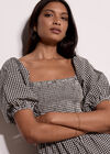 Cotton Gingham Milkmaid Midaxi Dress, Black, large